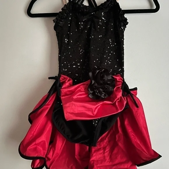 Weissman Red Leopard Print Dance Child Costume SC Black Red Sequin - Picture 13 of 14